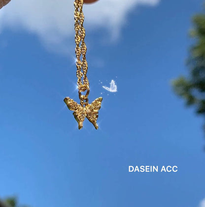 Dasein ACC European and American Fashionable Micro Inlaid Zircon Ins Style Dreamy Butterfly Super Flash Gold-Plated Water Ripple Necklace