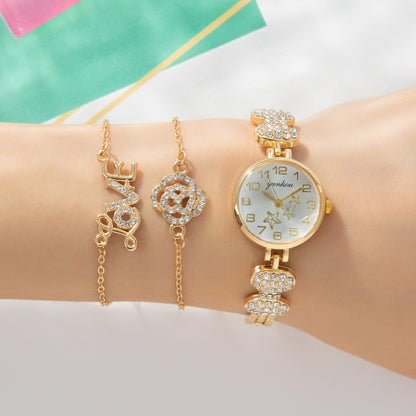 3pcs Jewelry Sets Bracelet Luxury Watches for Women Butterfly LOVE Women's Quartz Wristwatches Diamond Watch  reloj para mujer