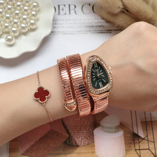 Unique Snake Shaped Watches for Women with Rhinestone Fashion Luxury Brand Ladies Watch Diamond Snake Bracelet Wrist Watch Girl