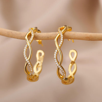 Wave Round Hoop Earrings