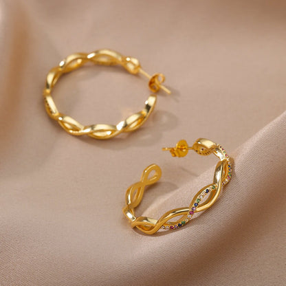 Wave Round Hoop Earrings