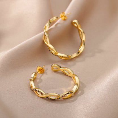 Wave Round Hoop Earrings