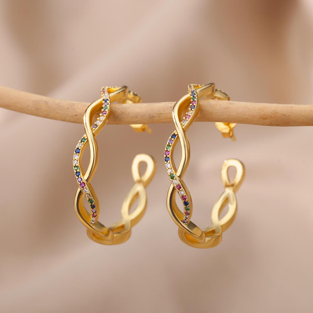 Wave Round Hoop Earrings