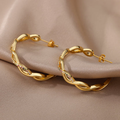 Wave Round Hoop Earrings