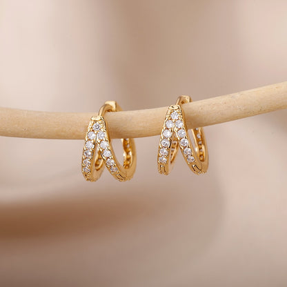 Heart Zircon Hoop Earrings