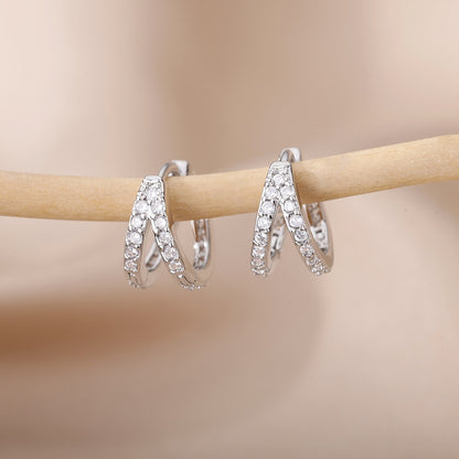 Heart Zircon Hoop Earrings