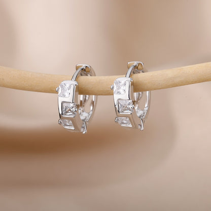 Heart Zircon Hoop Earrings