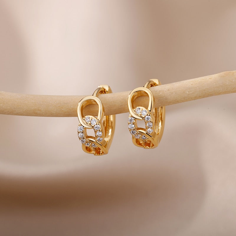 Heart Zircon Hoop Earrings