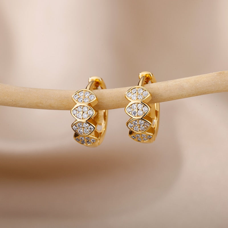 Heart Zircon Hoop Earrings