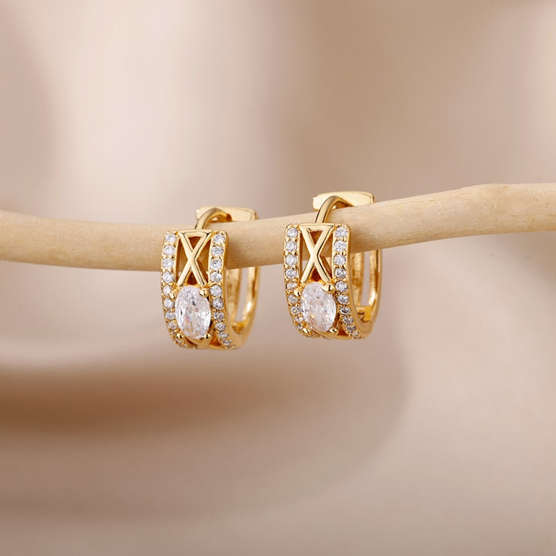 Heart Zircon Hoop Earrings