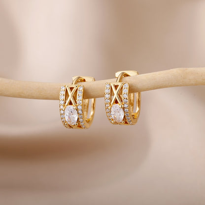 Heart Zircon Hoop Earrings