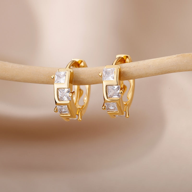 Heart Zircon Hoop Earrings