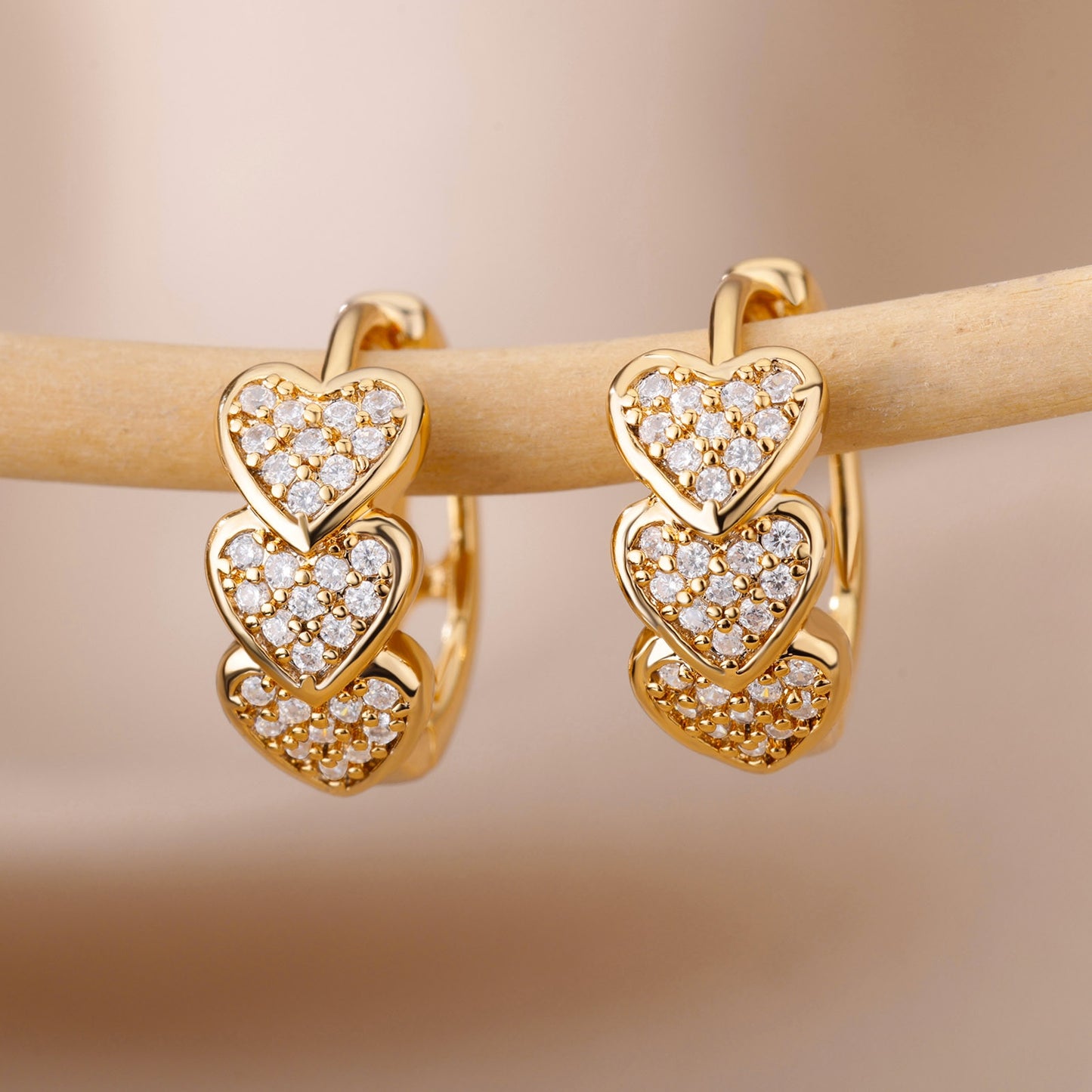 Heart Zircon Hoop Earrings