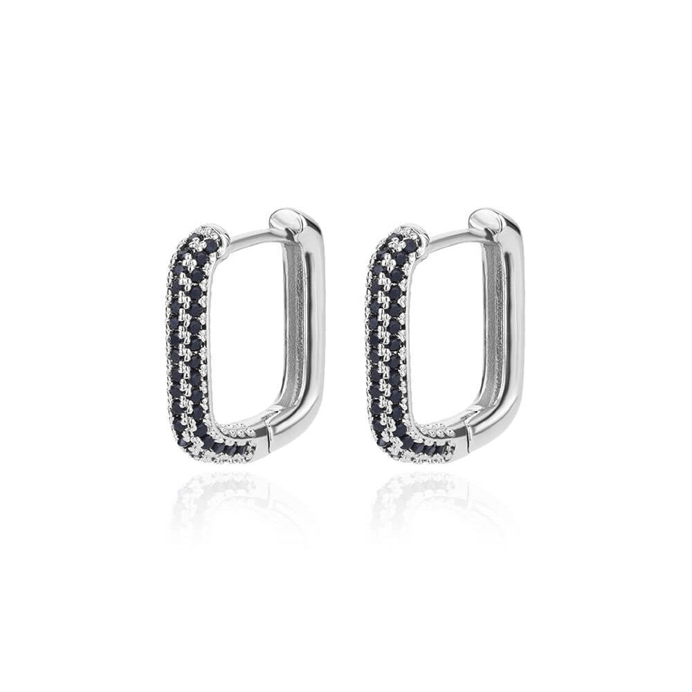 Black Zircon Hoop Earrings