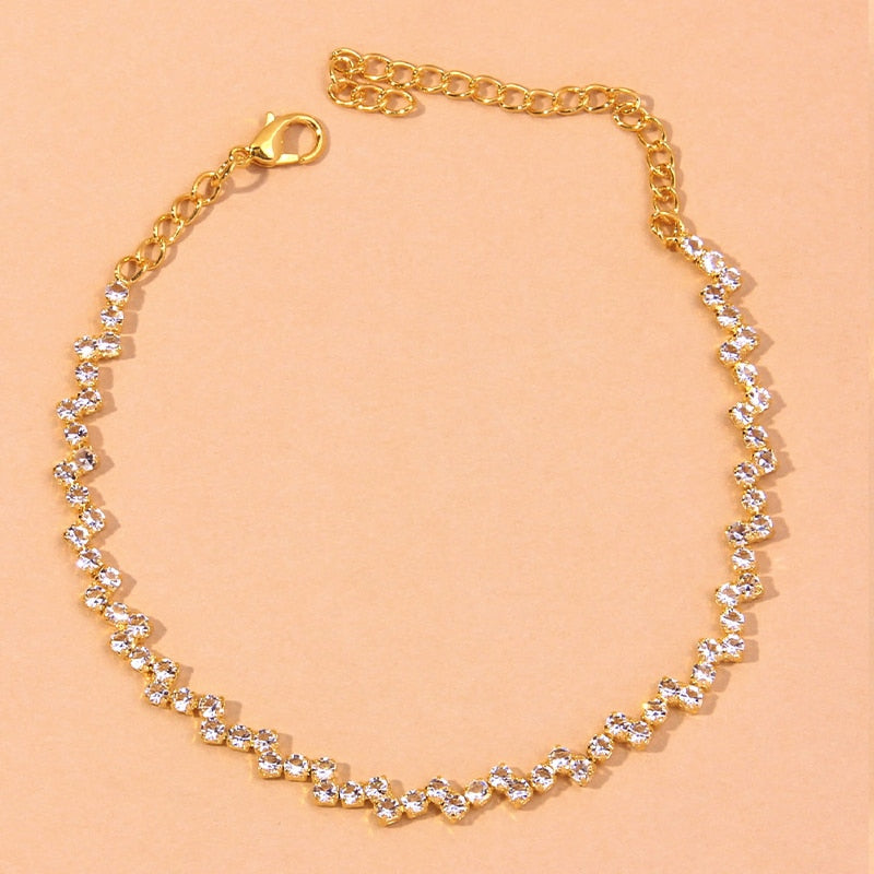 Beach Accessories Crystal Lozenge Anklet