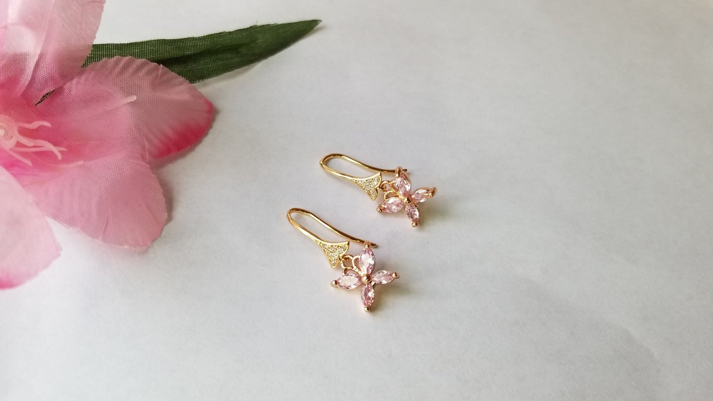 Baby Pink Butterfly Earring, 18K Gold Plated Cute Earring