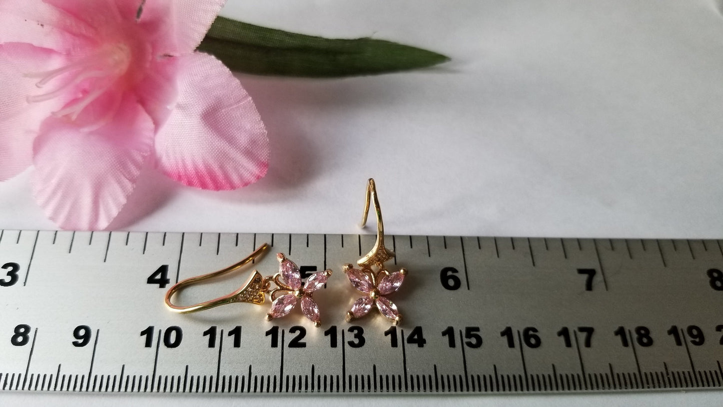 Baby Pink Butterfly Earring, 18K Gold Plated Cute Earring