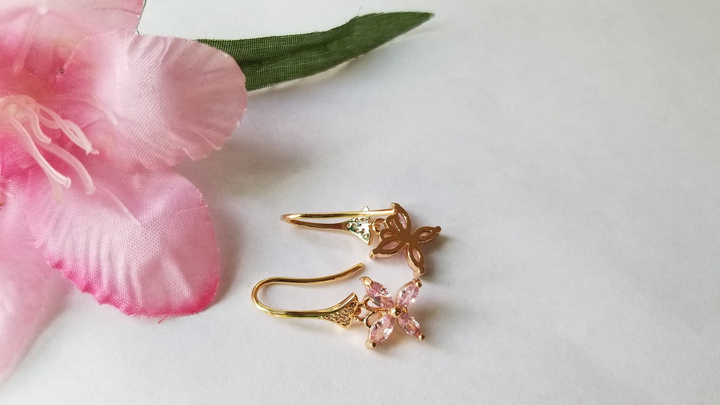 Baby Pink Butterfly Earring, 18K Gold Plated Cute Earring