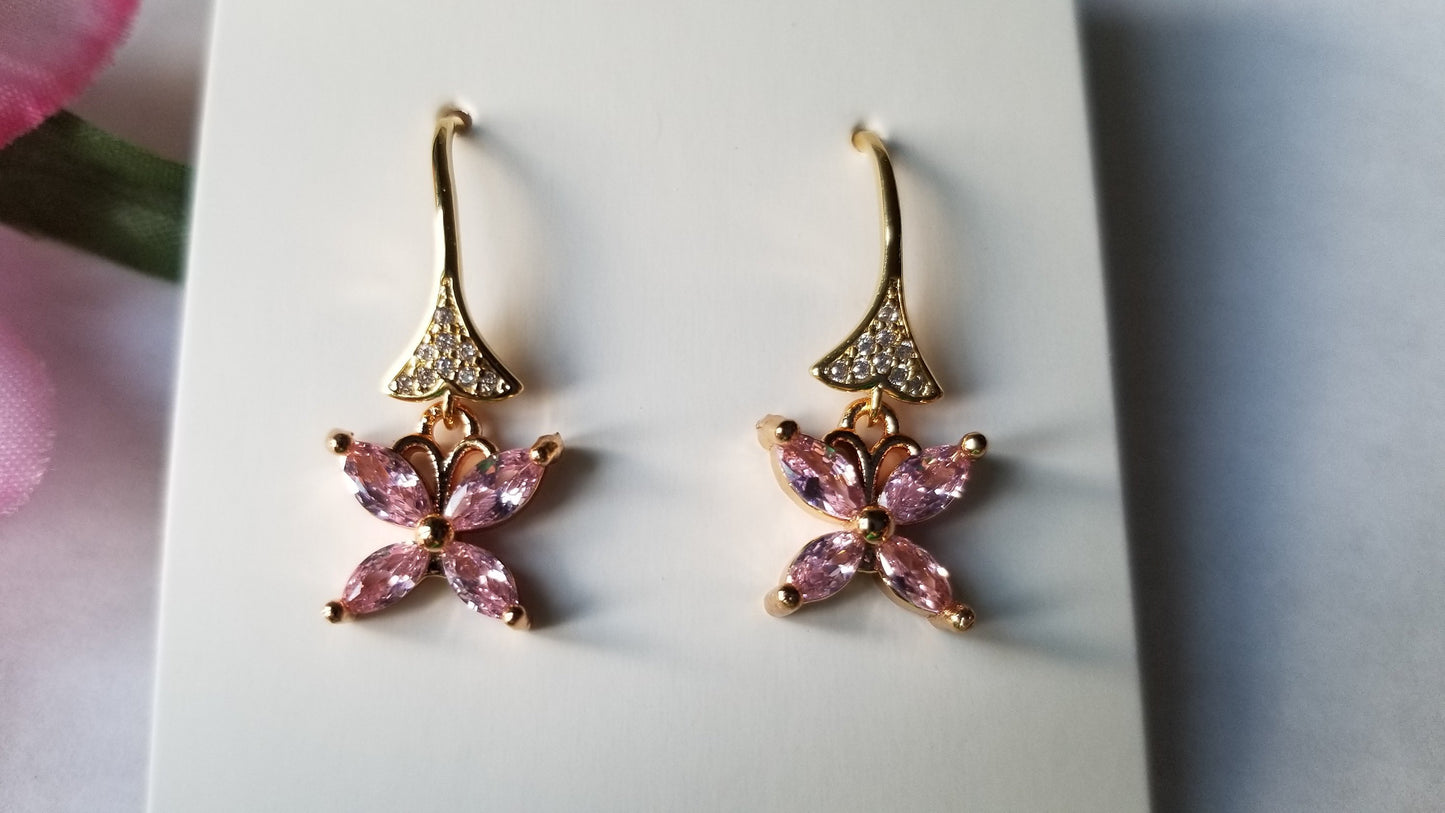 Baby Pink Butterfly Earring, 18K Gold Plated Cute Earring